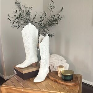 White Heeled Boots for Women